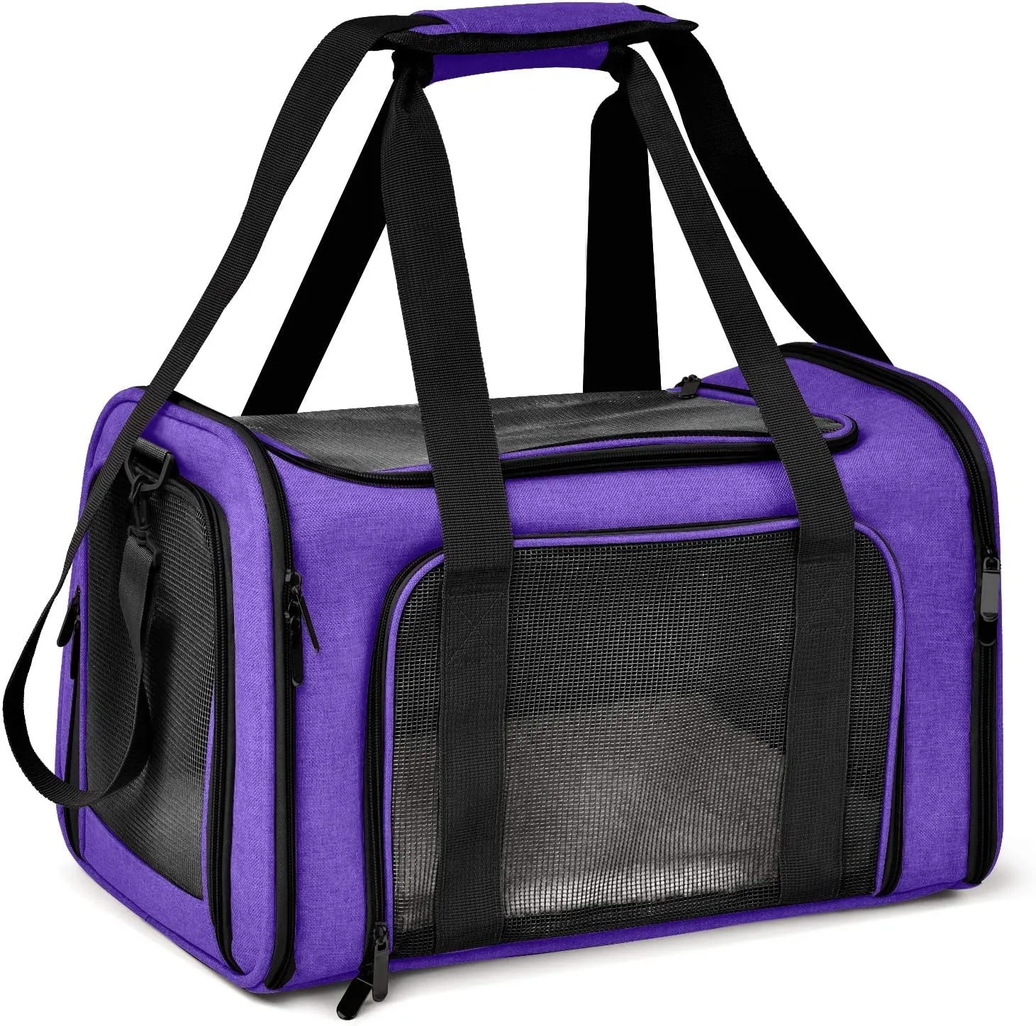 Cat Carriers Dog Carrier Pet for Small Medium Cats Dogs Puppies up to 15 Lbs, TSA Airline Approved Soft Sided, Collapsible Travel Puppy - Black