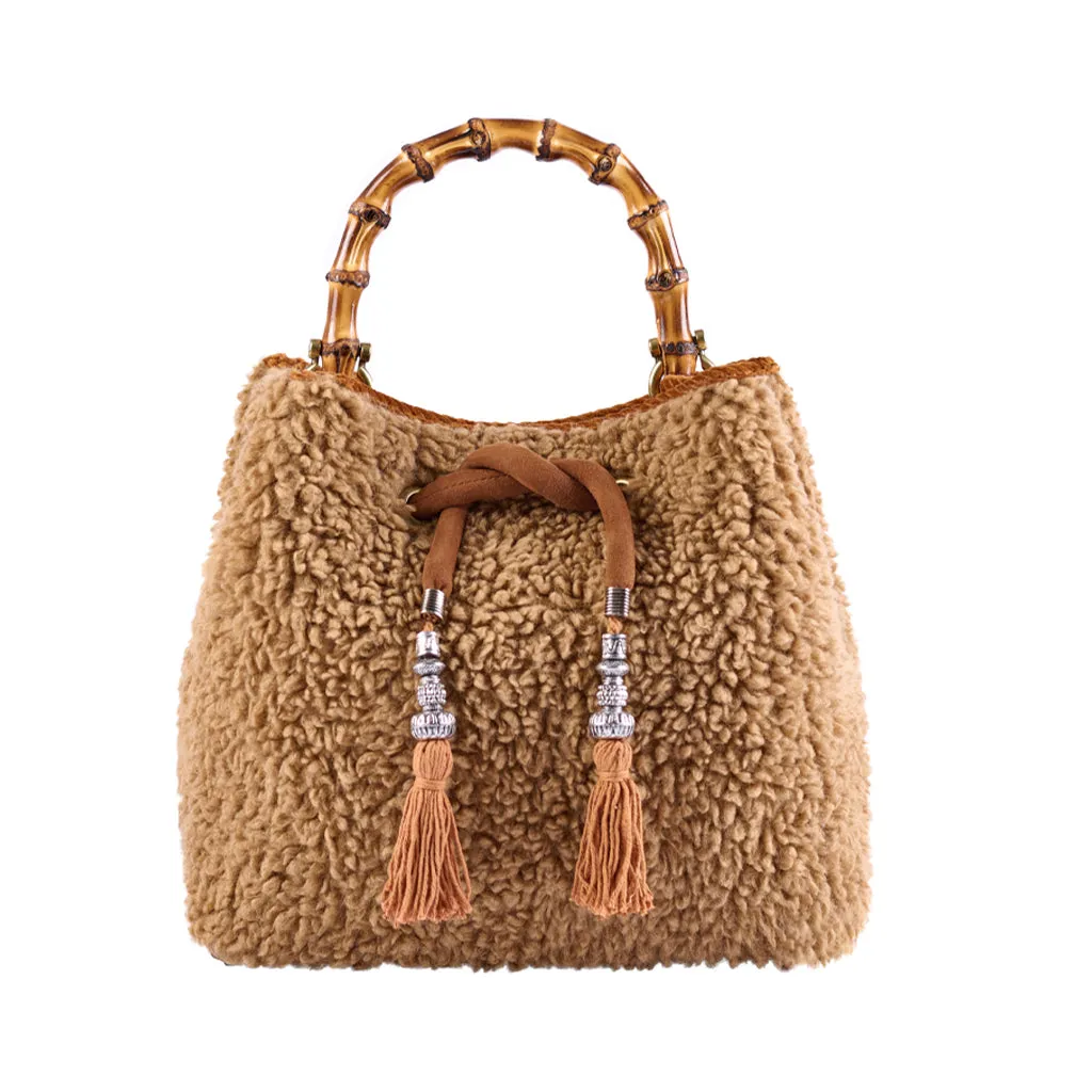 Cayos Teddy Eco-Fur Bucket Bag by Viamailbag