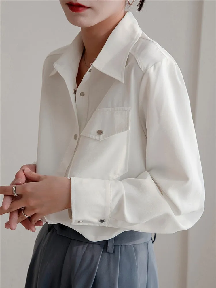 Chiffon Women Shirt White Office Ladies Button Up Long Sleeve Blouse Summer Fashion Turn Down Designed Female Tops