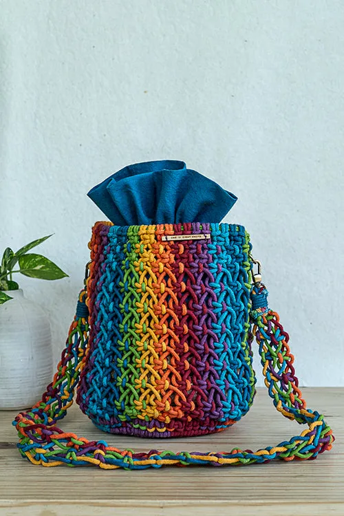 Cosmos Blended Hand-Knotted Bucket Bag