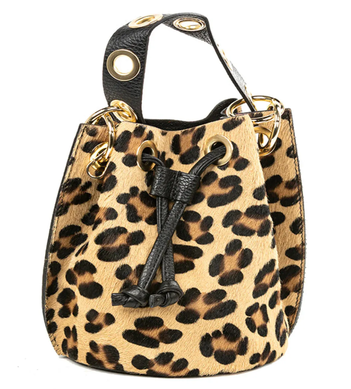 Cowhide Leather Bucket Bag