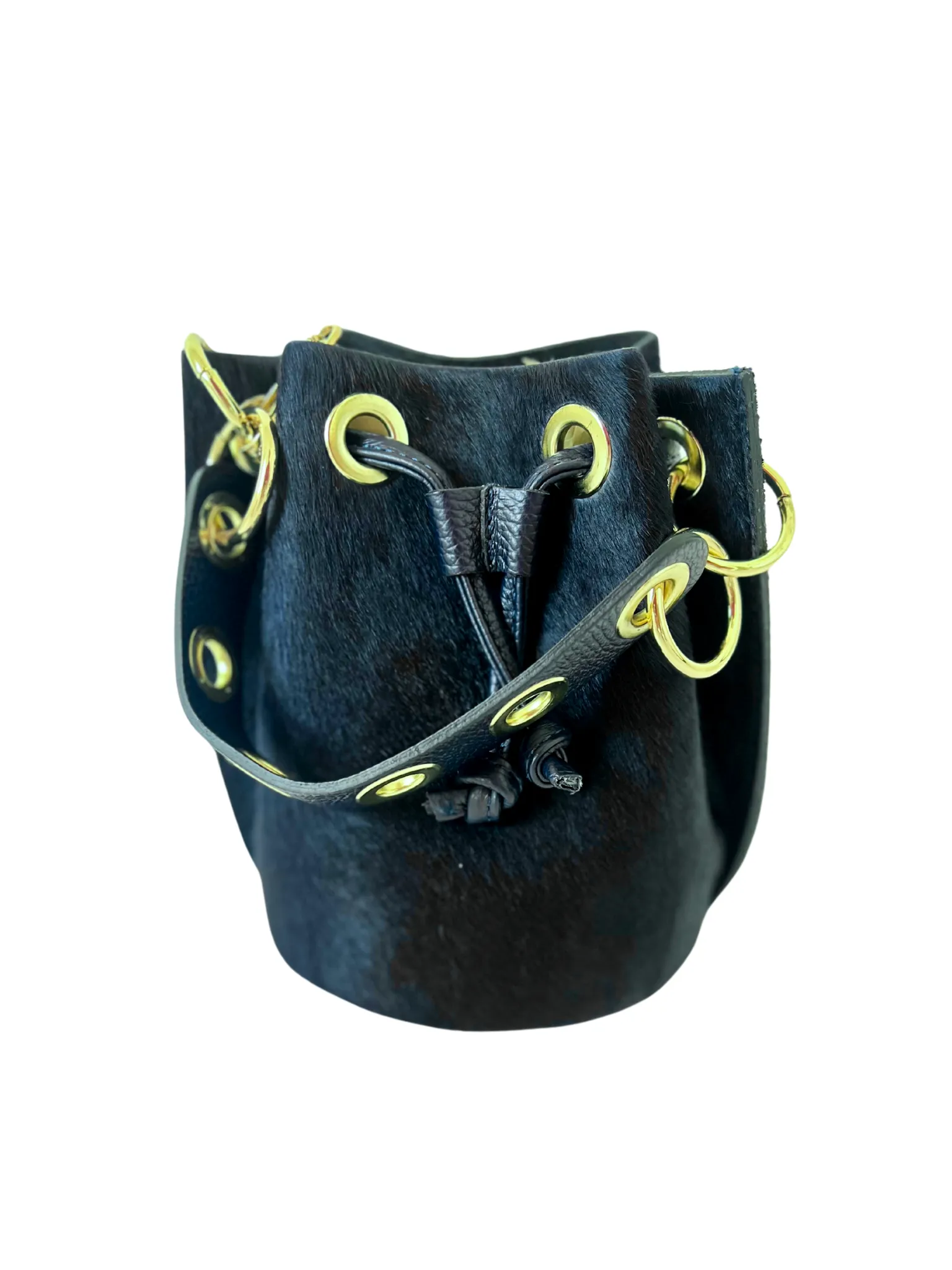 Cowhide Leather Bucket Bag