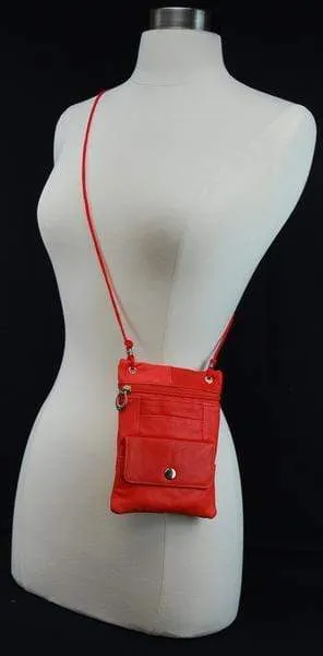 Elegance Look Leather Cross Body Bag Leather Shoulder Purse w Zipper Pocket Different Colors 1410 (C)