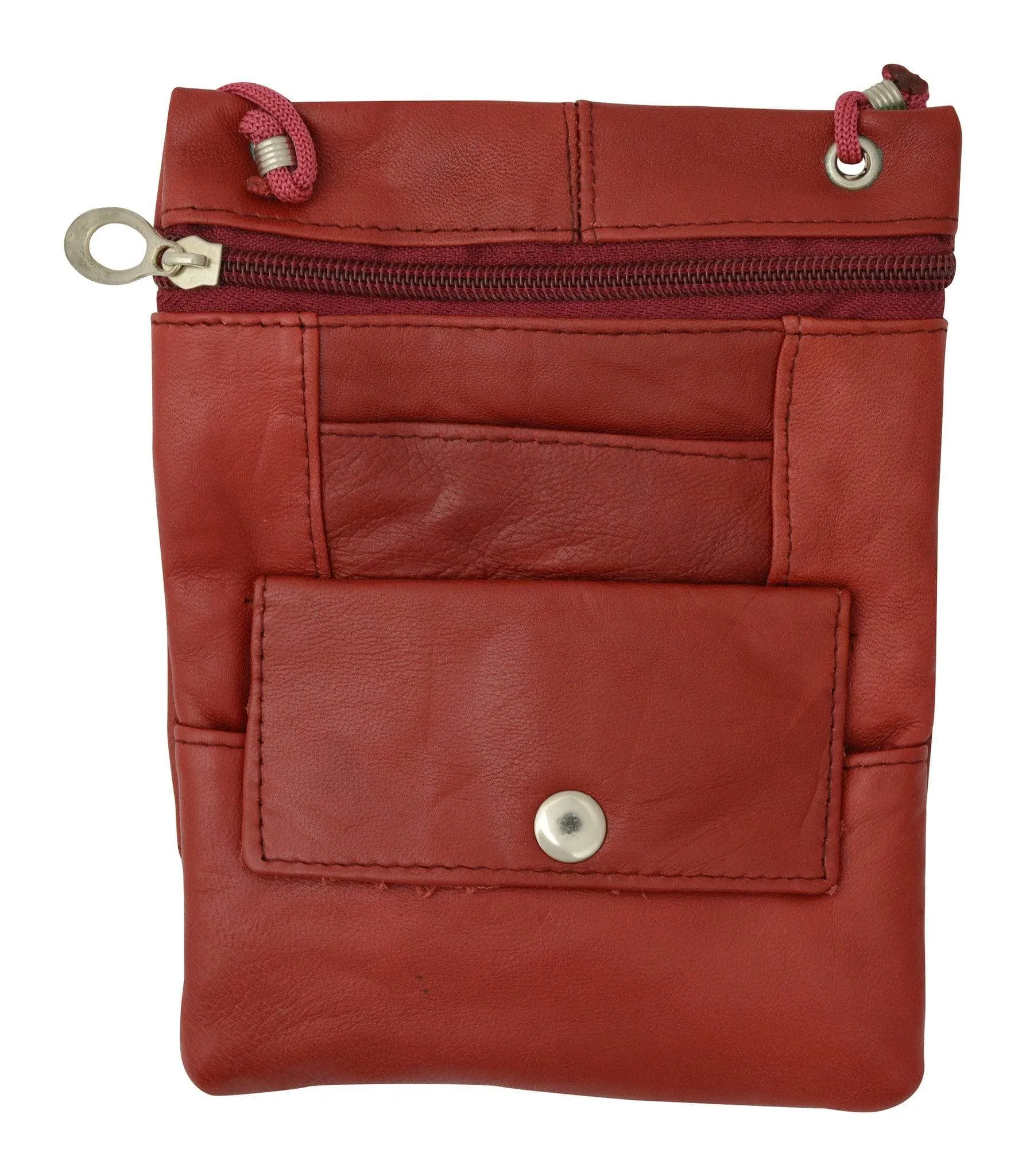 Elegance Look Leather Cross Body Bag Leather Shoulder Purse w Zipper Pocket Different Colors 1410 (C)