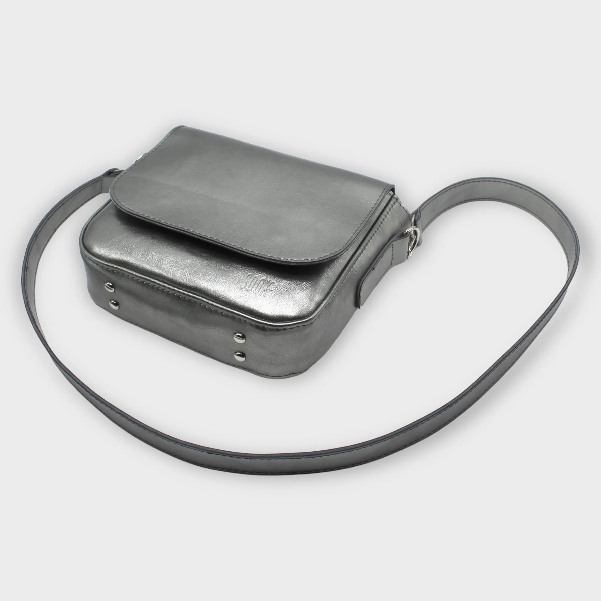 Envelope - Corn Vegan Leather Midi Bag Metallic Silver