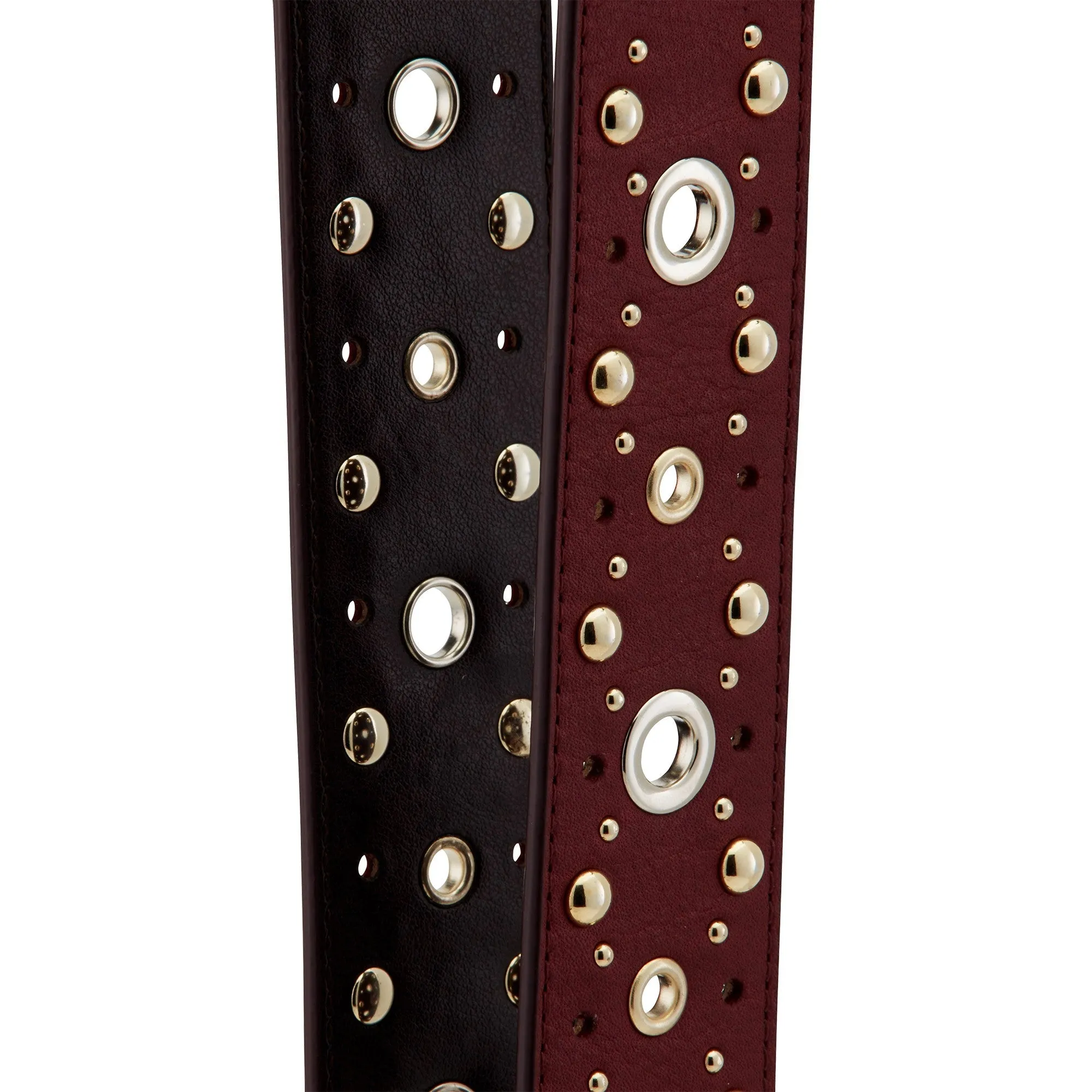 Eyelet Leather Shoulder Strap - Burgundy