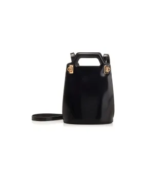 Ferragamo Mini Wanda Black Leather Bucket Tote for Women, FW23