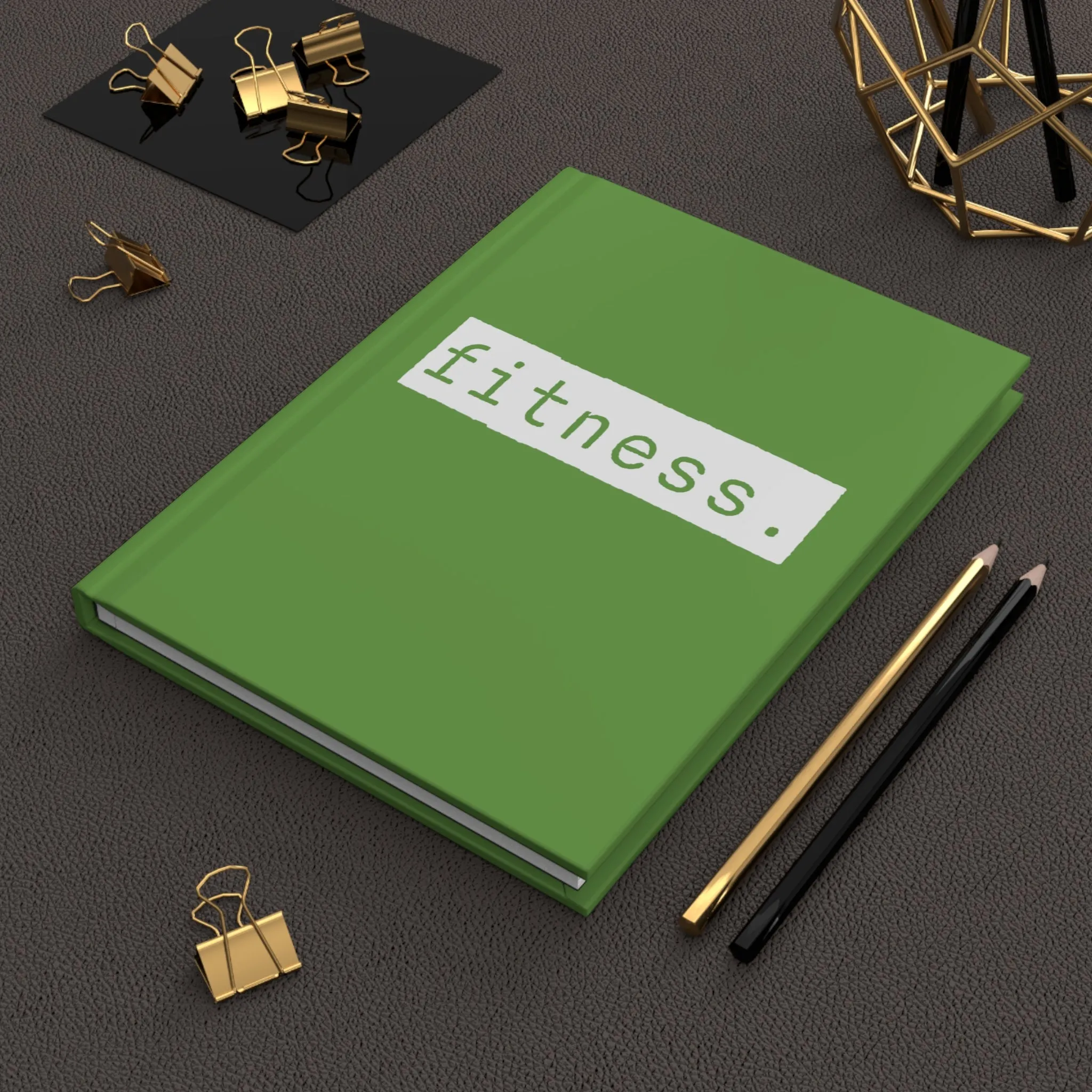 Fitness Green Matte Hardcover Journal | Workout Blank Book | Lined Notebook Diary Dream Log