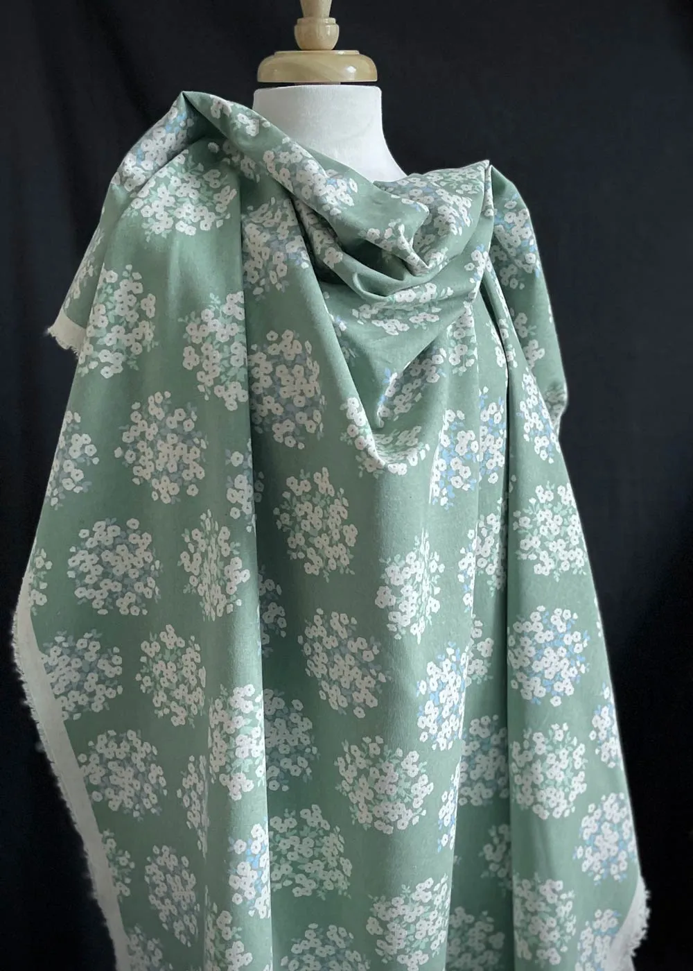 Floral Burst, Sage Green.  Linen Cotton Canvas