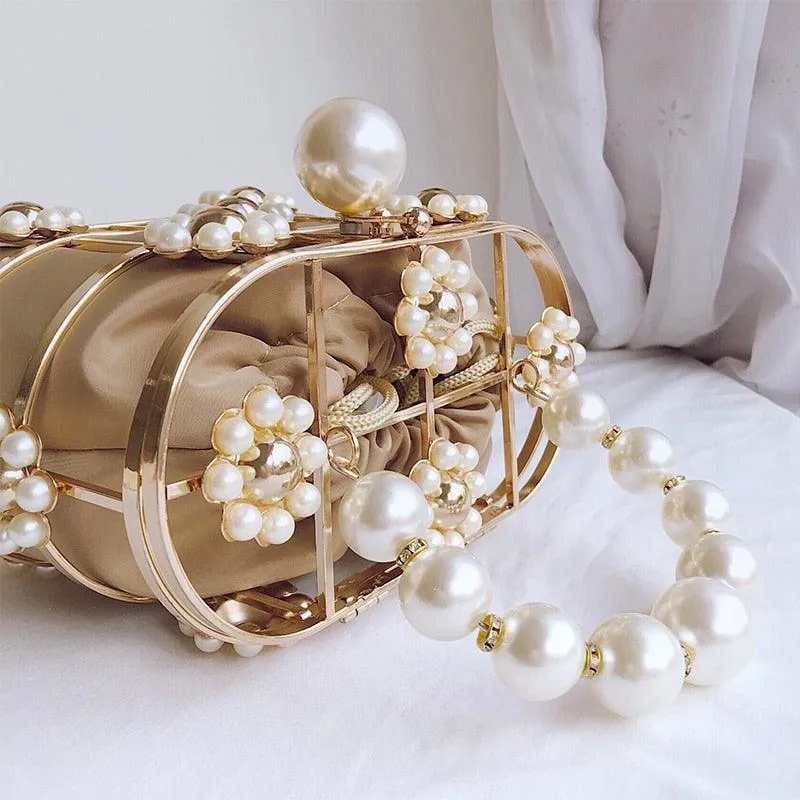 Flower Pearls Basket Bag