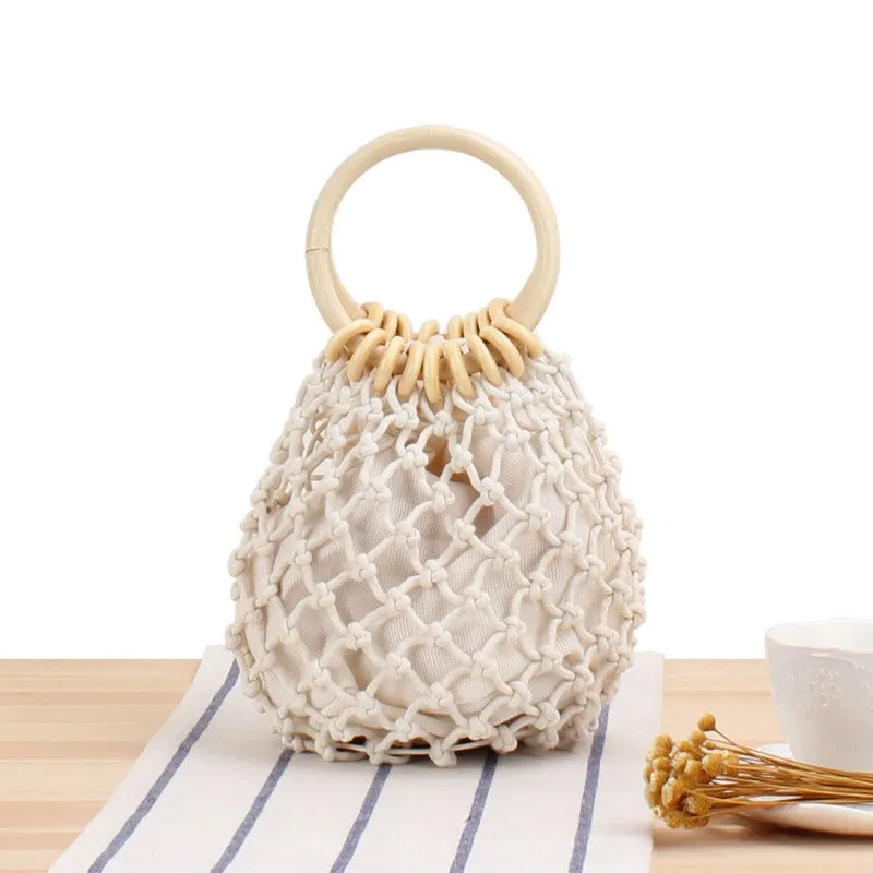 Forest Handwoven Straw Net Bag