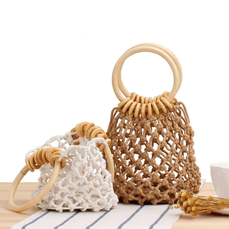 Forest Handwoven Straw Net Bag