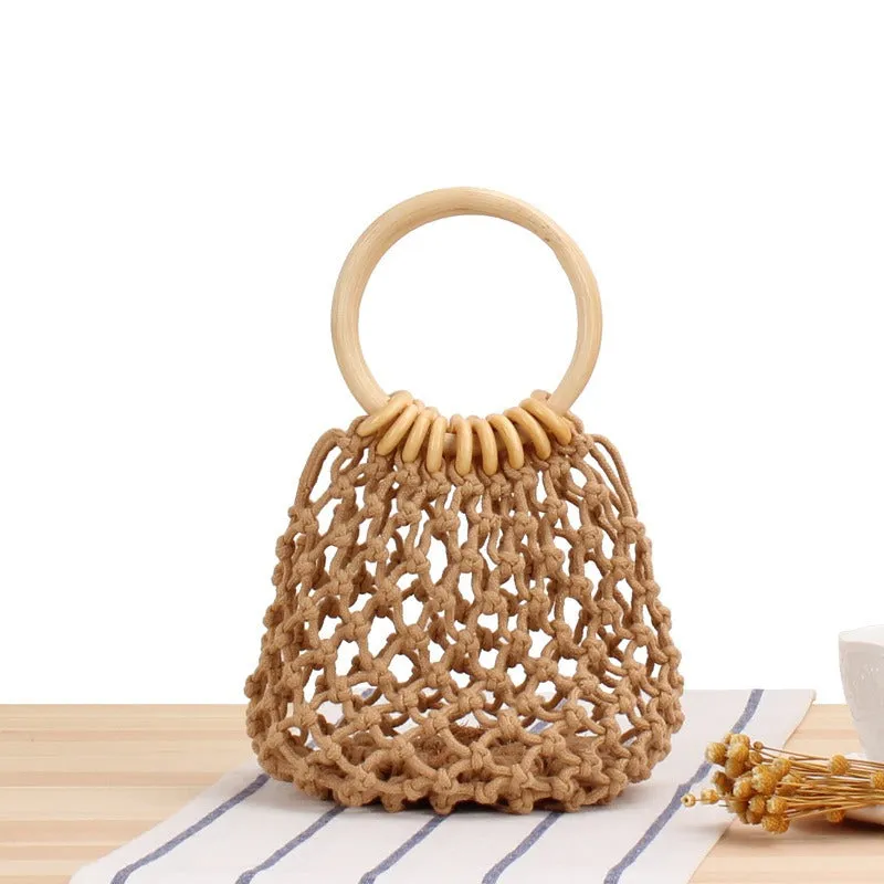 Forest Handwoven Straw Net Bag