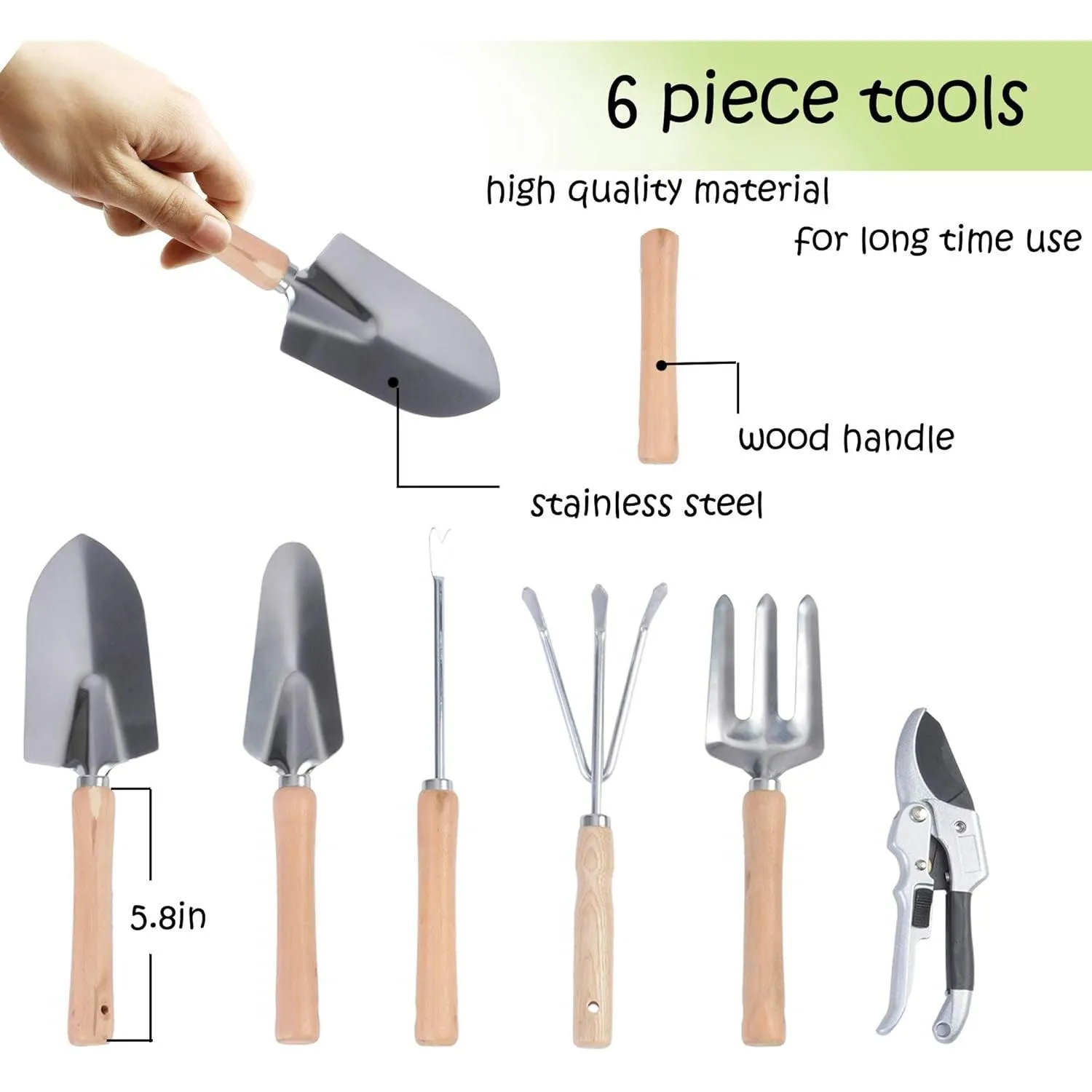 Garden Tool Set 9 Piece Gardening Tools with Ergonomic Wooden Handle Sturdy Stool with Detachable Tool Kit