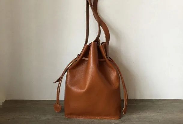 Genuine Leather Bucket Bag Shoulder Bag For Women Leather Crossbody Bag