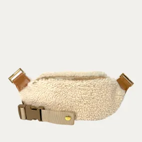 Genuine Shearling Fanny Pack   Crossbody Bag | Bone   Gold Hardware