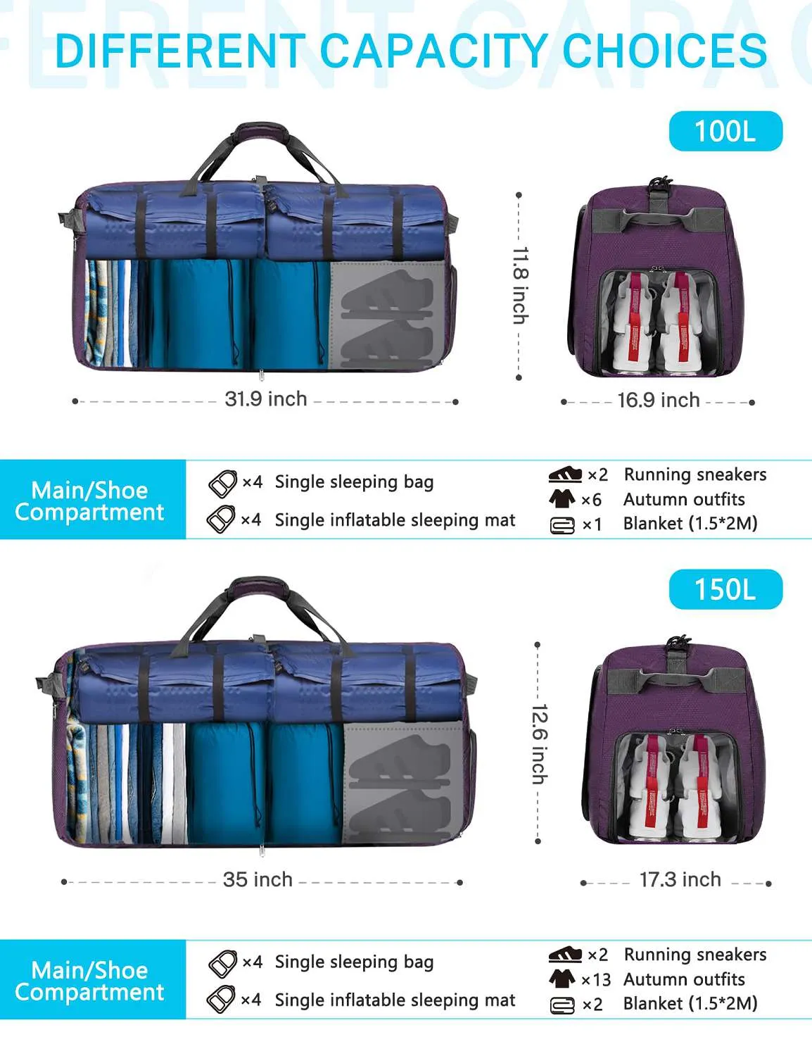 Gonex 100L Large Foldable Duffle Bag for Travel