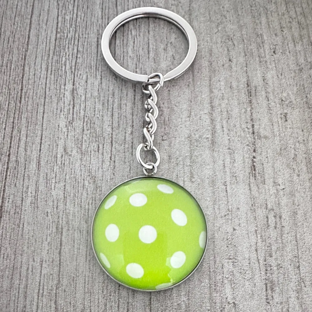 Green Pickleball Ball Keychain