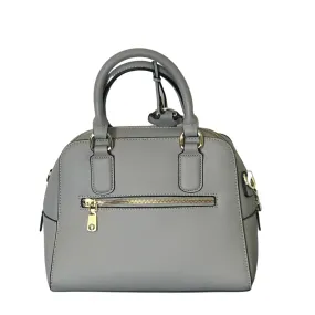 Grey Leather Tote Bag with Gold Detail