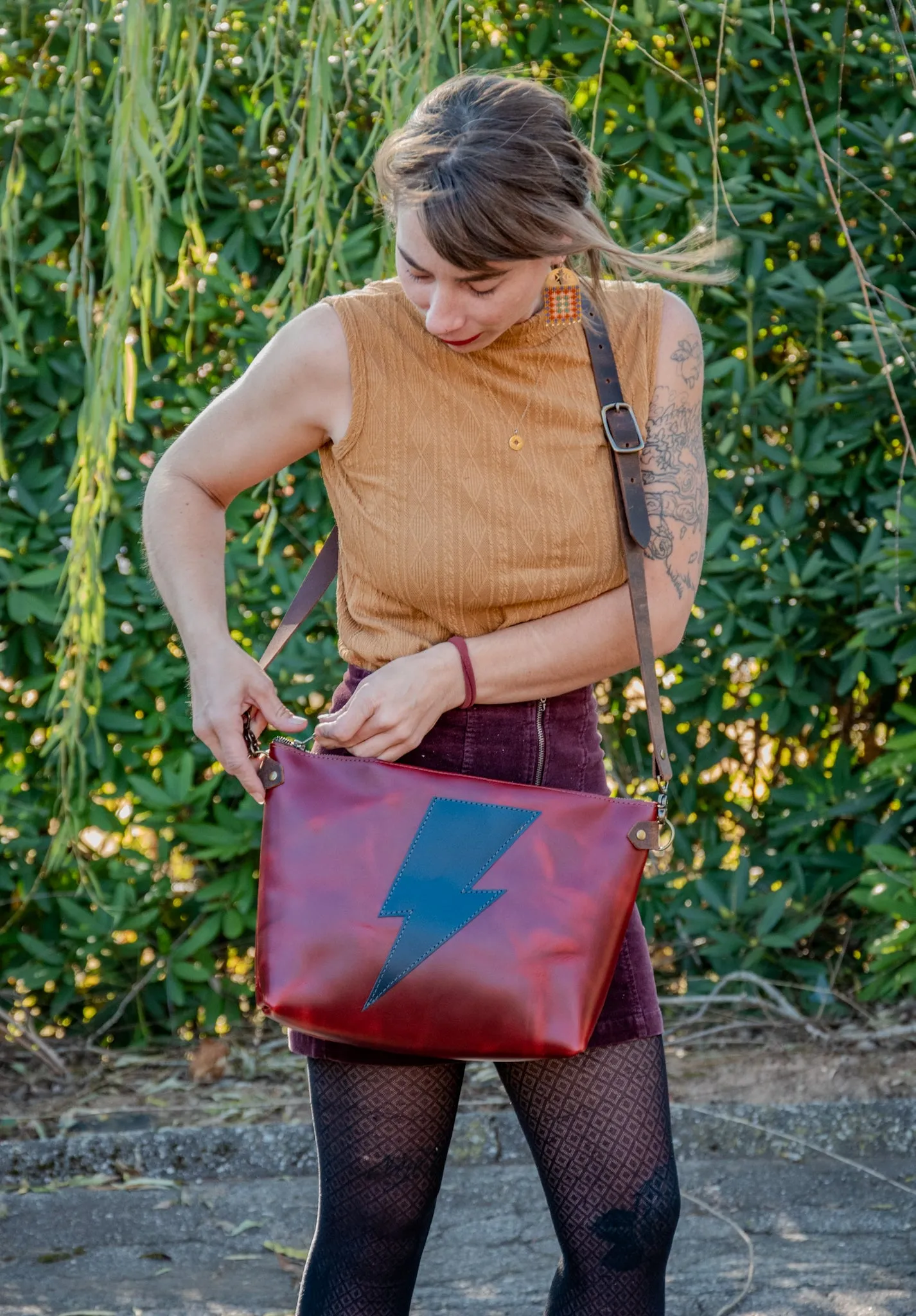 Icons | Handmade Leather  Purse | The Stardust Bowler | Crossbody only | Crimson