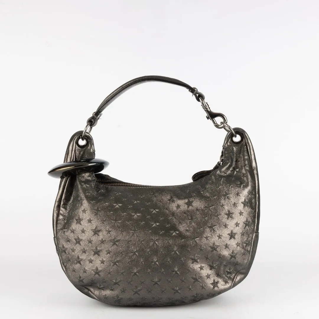 Jimmy Choo Metallic Nappa Leather Star Studded Sky Hobo Bag