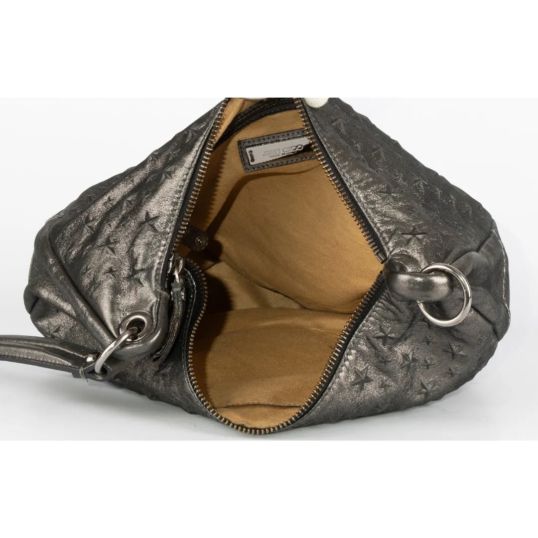 Jimmy Choo Metallic Nappa Leather Star Studded Sky Hobo Bag