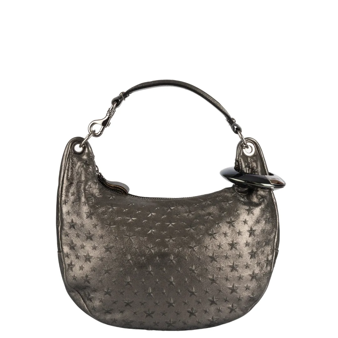 Jimmy Choo Metallic Nappa Leather Star Studded Sky Hobo Bag