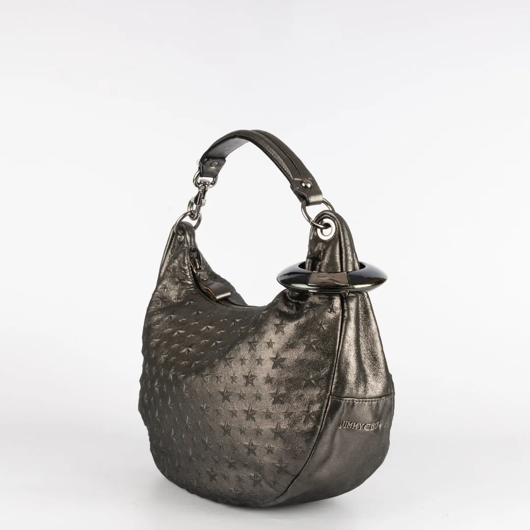 Jimmy Choo Metallic Nappa Leather Star Studded Sky Hobo Bag