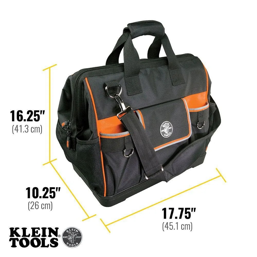 Klein Tools 55469 Tradesman Pro Wide-Open Tool Bag Made of 1680 Ballistic Weave with Molded Bottom and Detachable Shoulder Strap