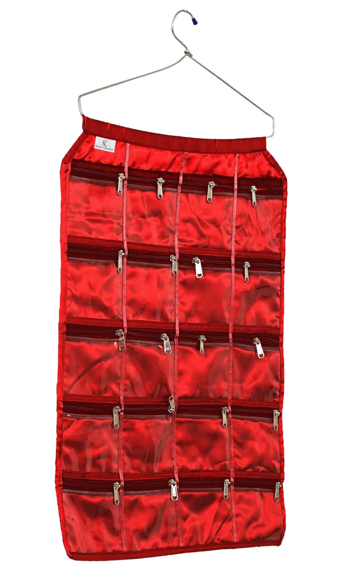 Kuber Industries 20 Pockets Hanging Jewellery Organizer with Zipper & Hanger (Maroon) (F_26_KUBMART016960)