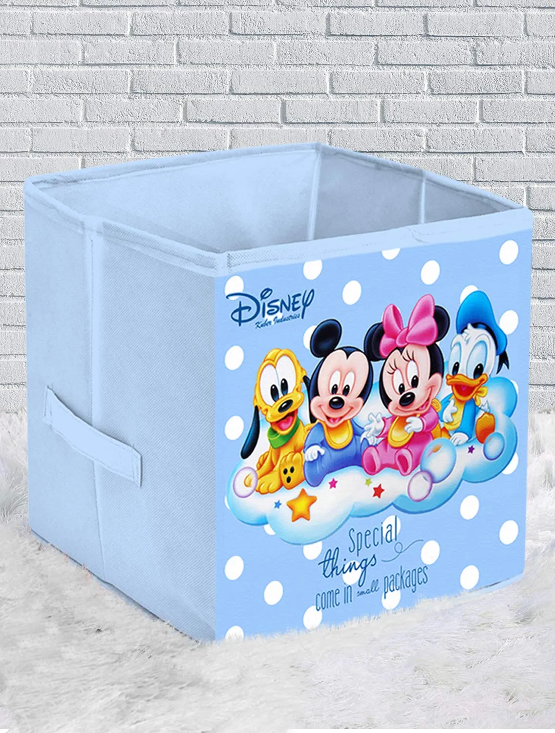 Kuber Industries Storage Box|Toy Box Storage For Kids|Foldable Storage Box|Disney Baby Team Mickey (Royal Blue)