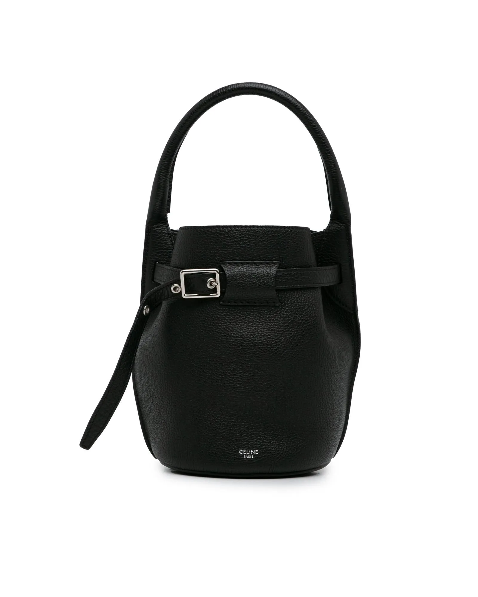 Leather Bucket Bag with Detachable Strap and Interior Pocket