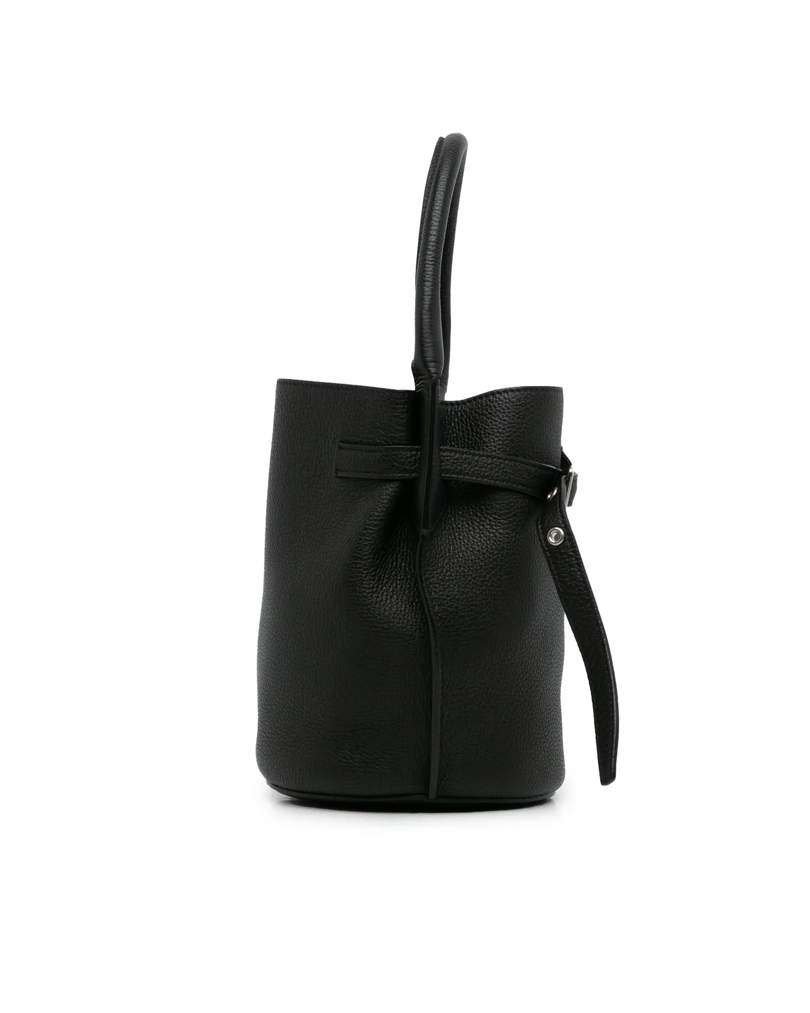 Leather Bucket Bag with Detachable Strap and Interior Pocket