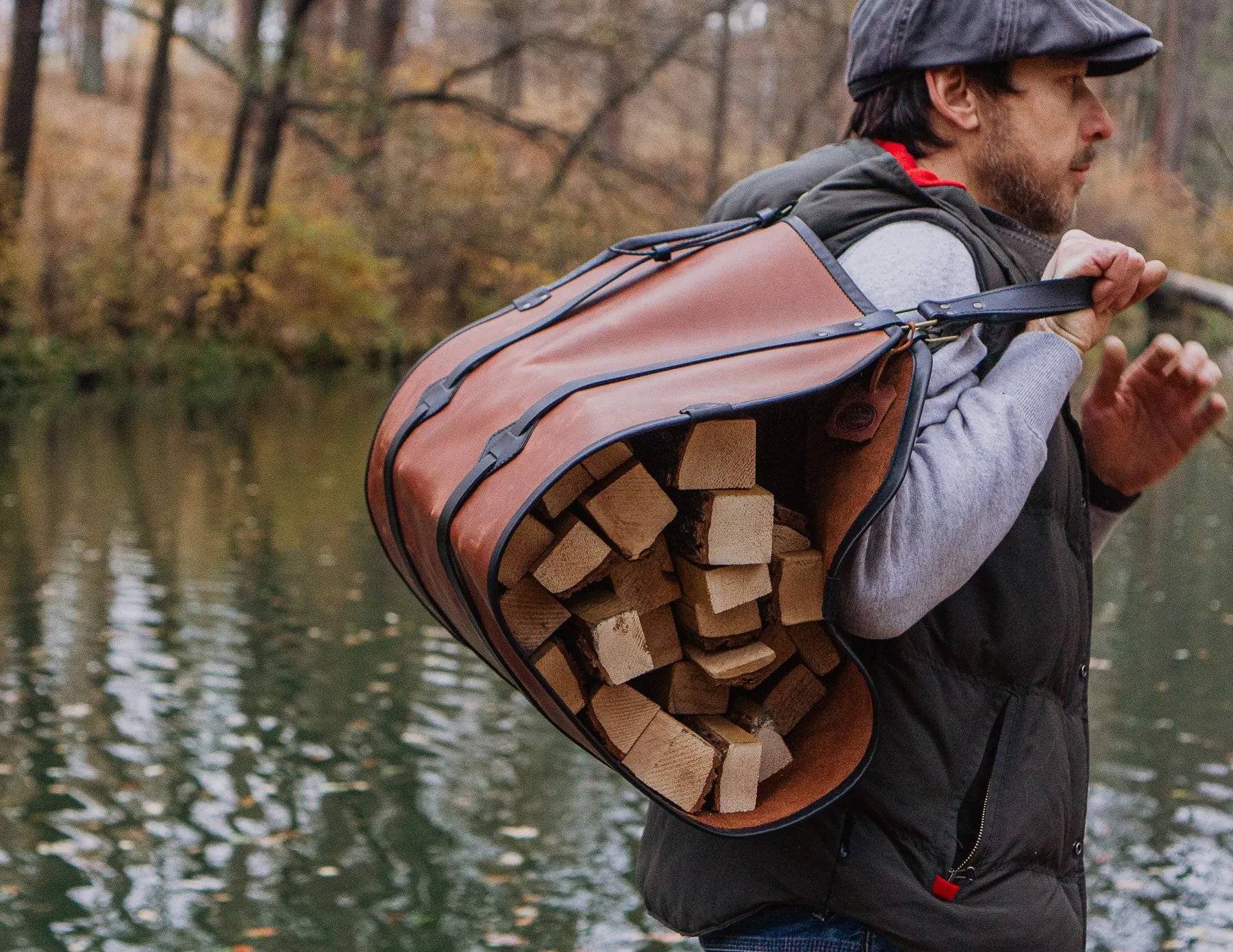 Leather Firewood Log Carrier | Handcrafted | Personalised Gift