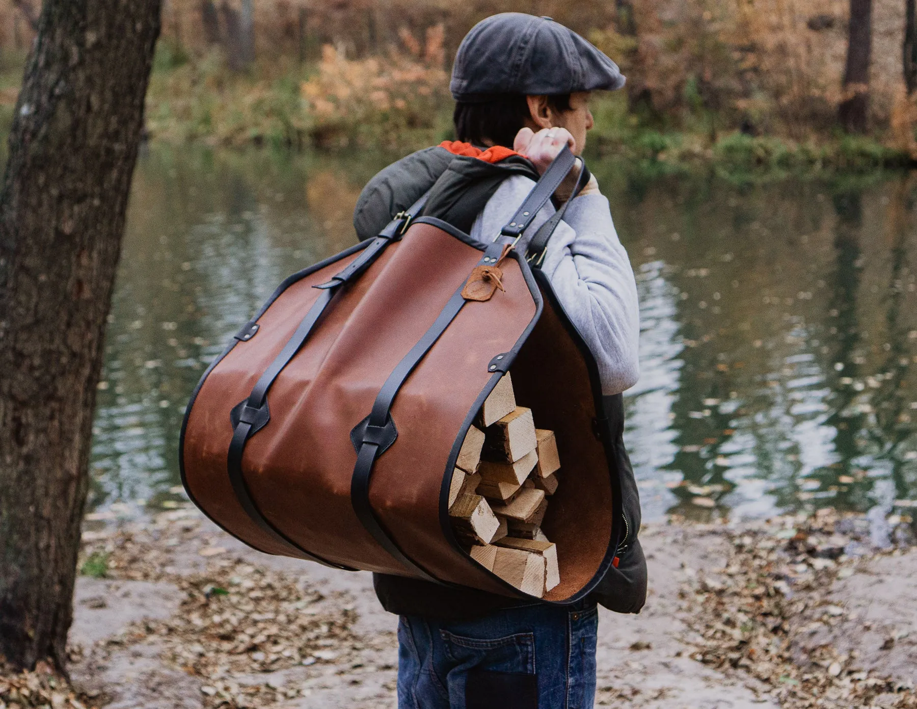 Leather Firewood Log Carrier | Handcrafted | Personalised Gift