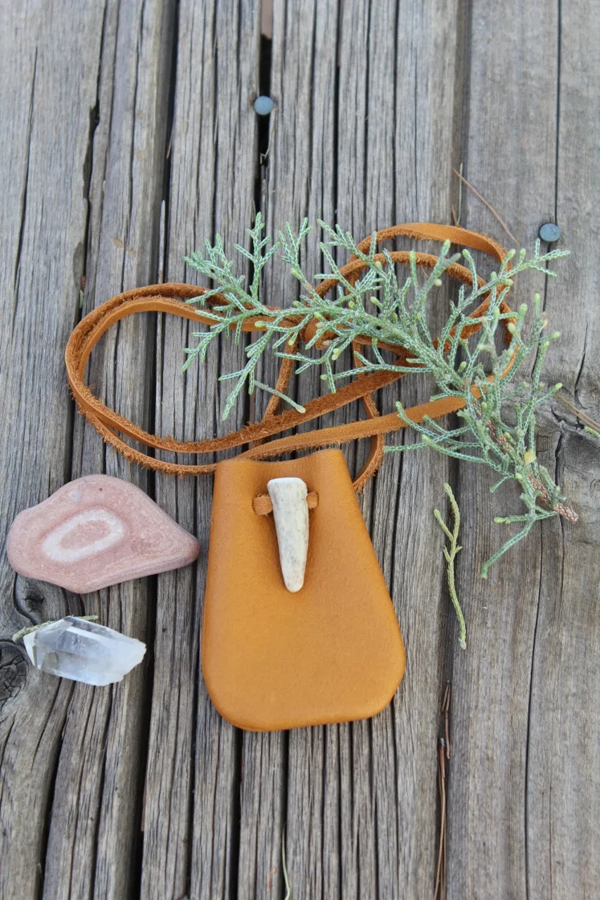 Leather medicine bag, small pouch