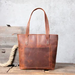 Leather Tote Bag, Full Grain Leather Fashion Designer Handbag, Leather Casual Bag,Leather Shoulder Bag