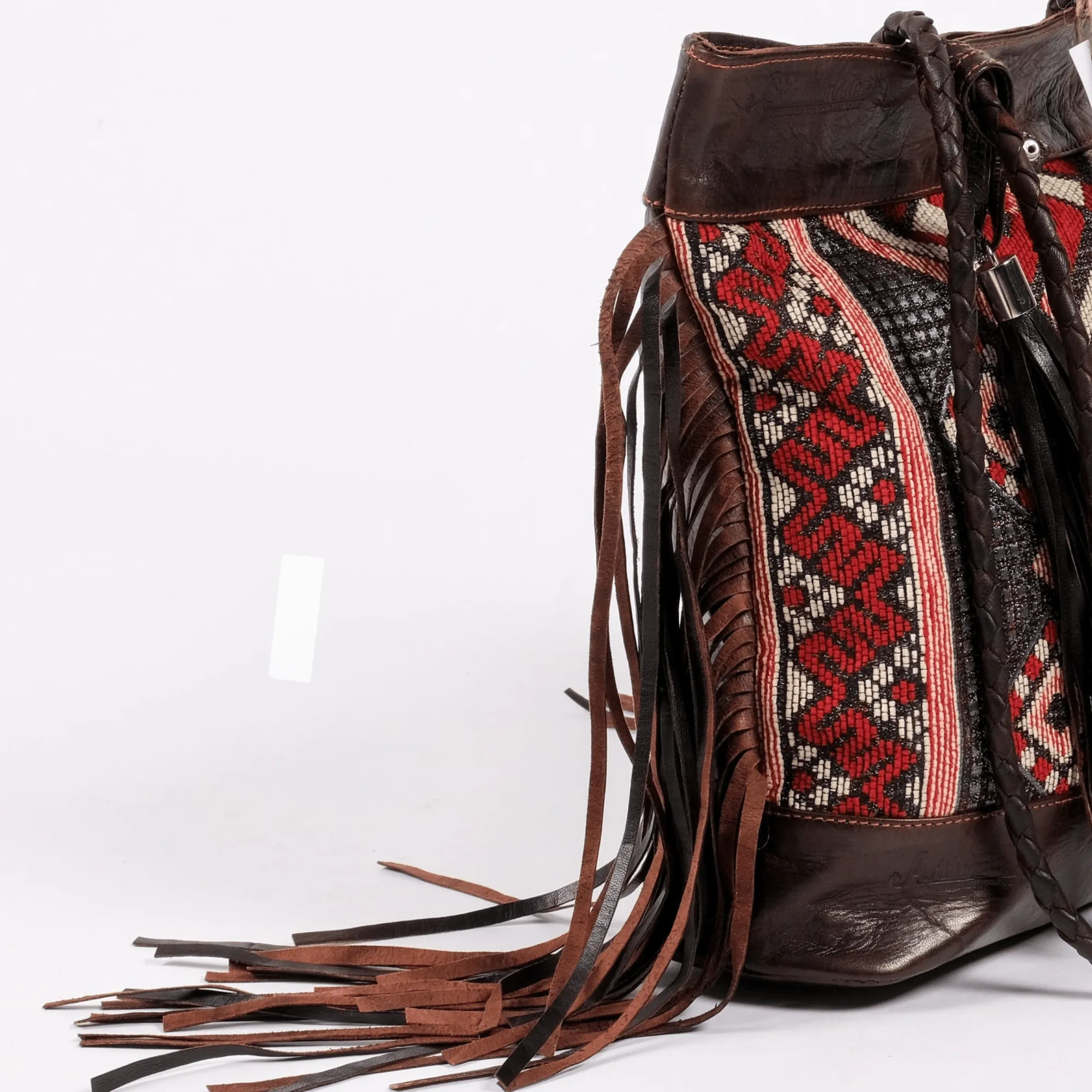 Leather x Kilim Shoulder bucket Bag