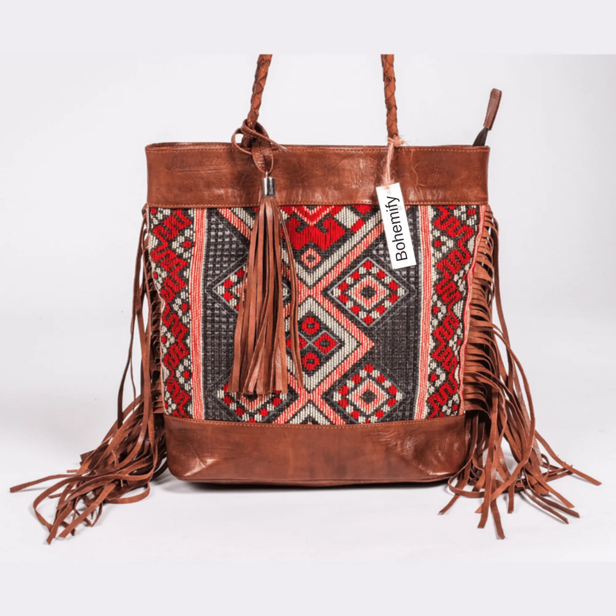 Leather x Kilim Shoulder bucket Bag