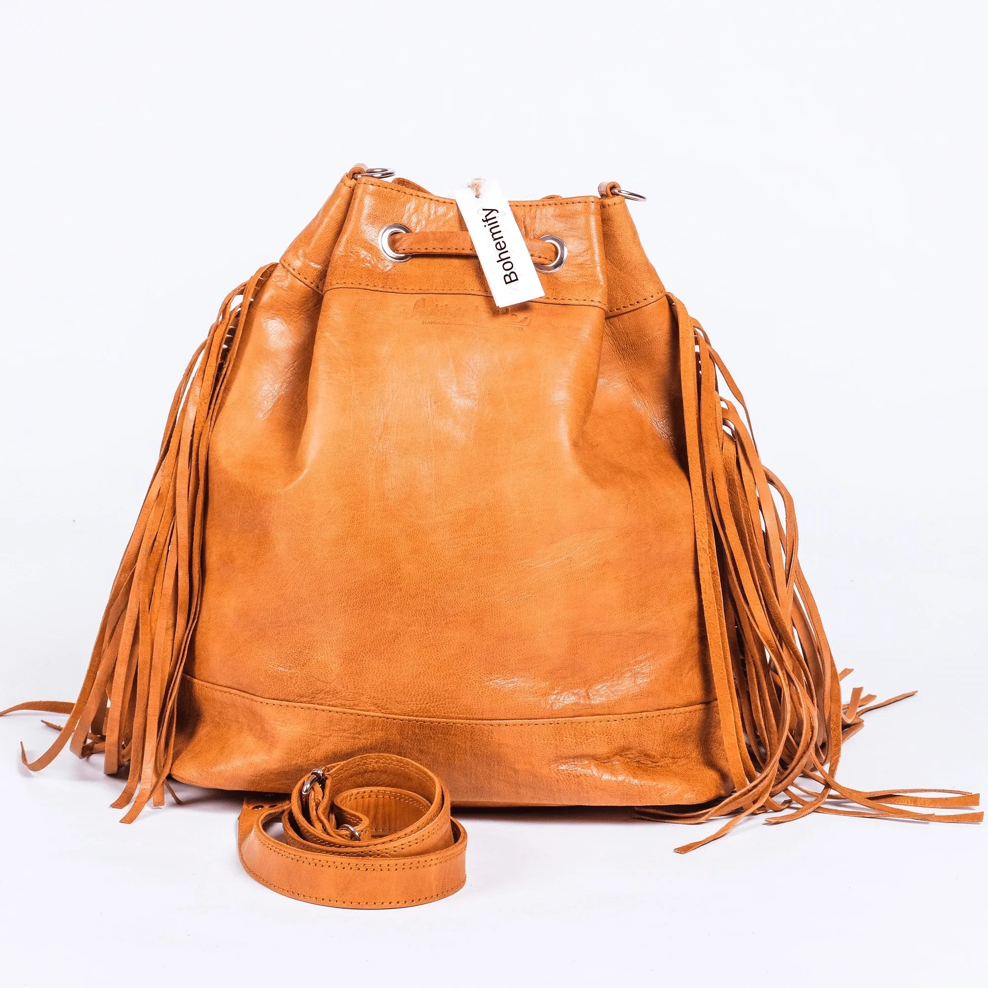 Leather x Kilim Shoulder bucket Bag