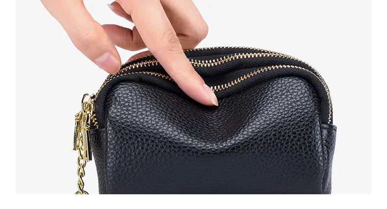 Leather Zipper Handy Purse