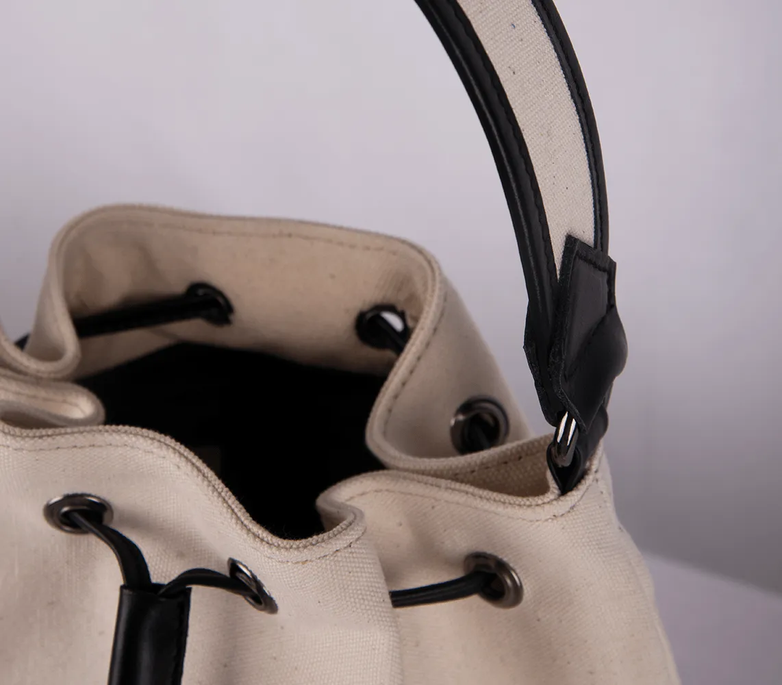 Leros Canvas & Leather Mini Bucket Bag