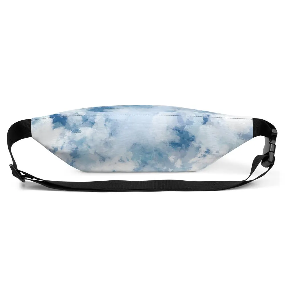 Light Abstract Fanny Pack, Blue Sky Print Designer Fanny Pack Belt Waist Festival Bag - Made in USA