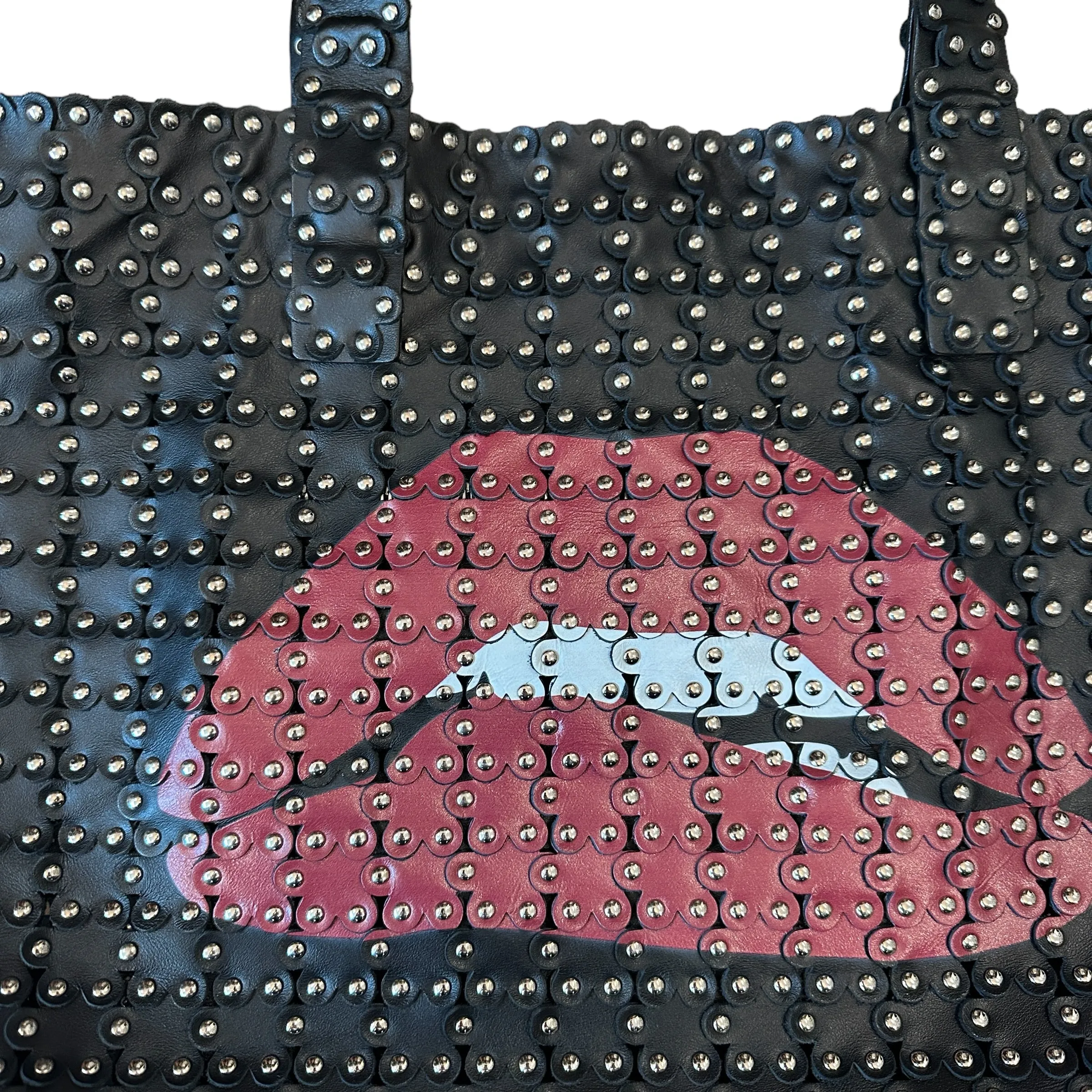 Lips Studded Leather Tote