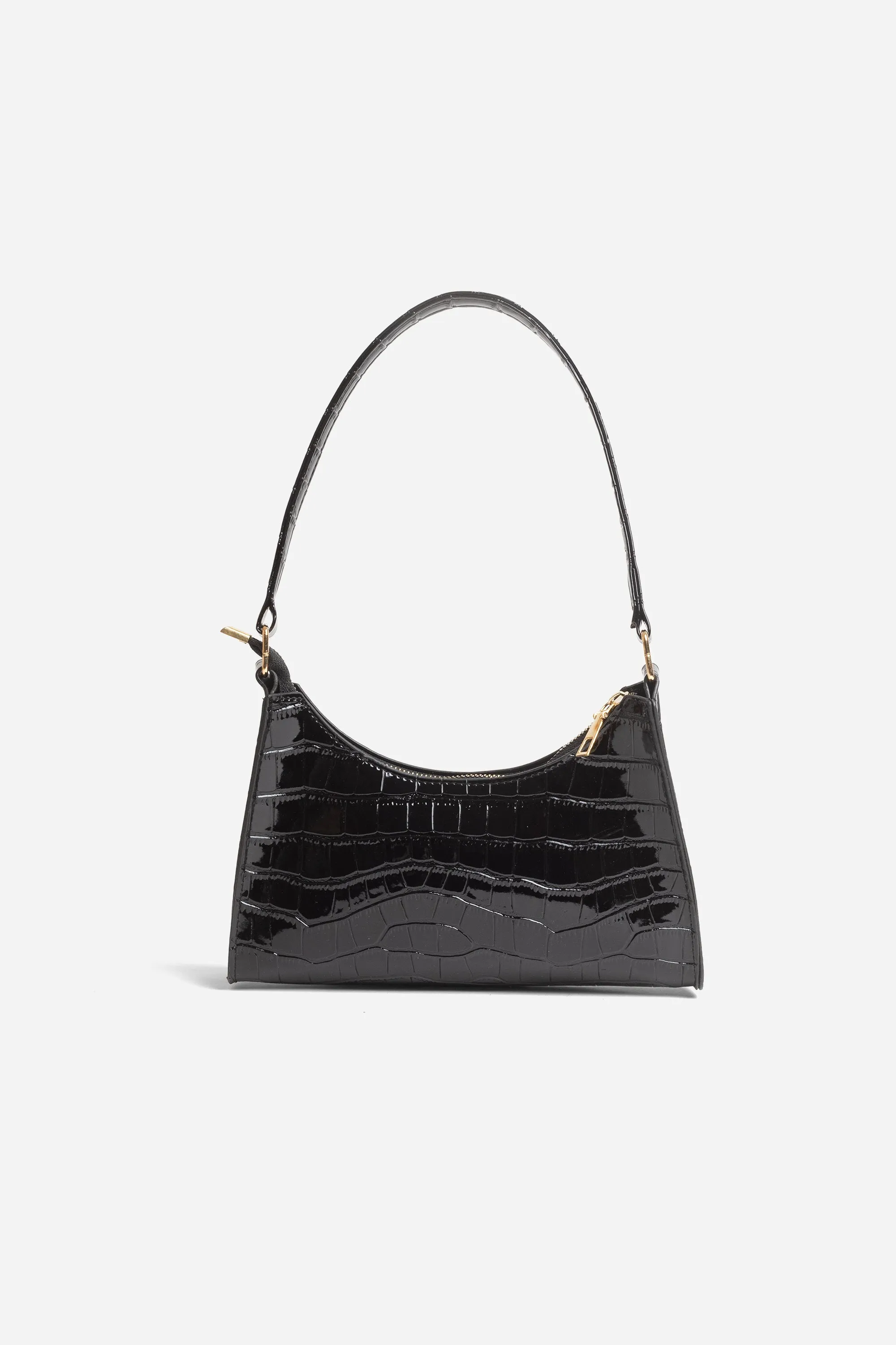 Lucia Mini Black Croc Bag