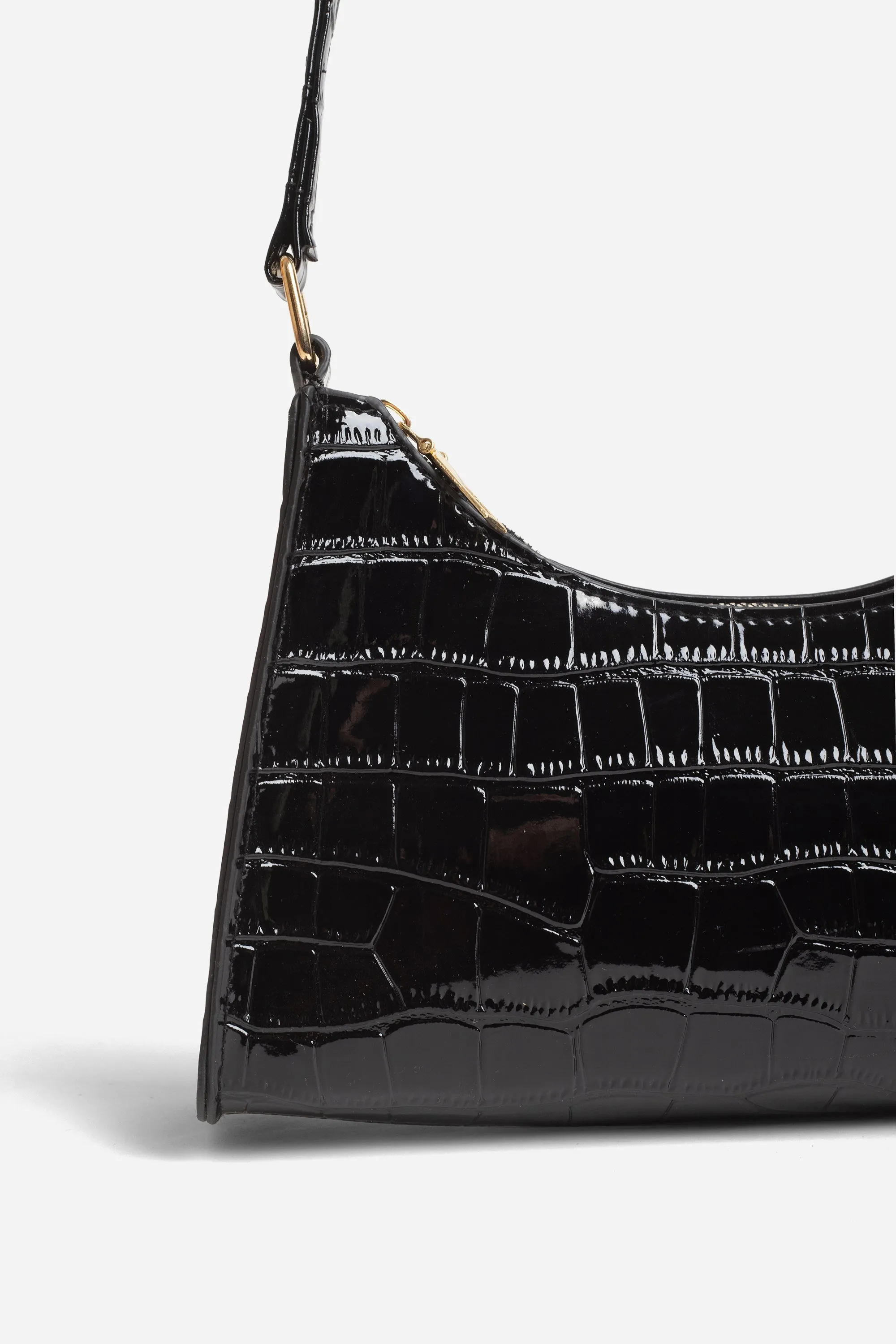 Lucia Mini Black Croc Bag