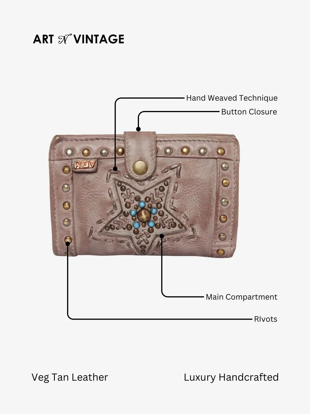 Lucida: Leather Star Studded Small Wallet