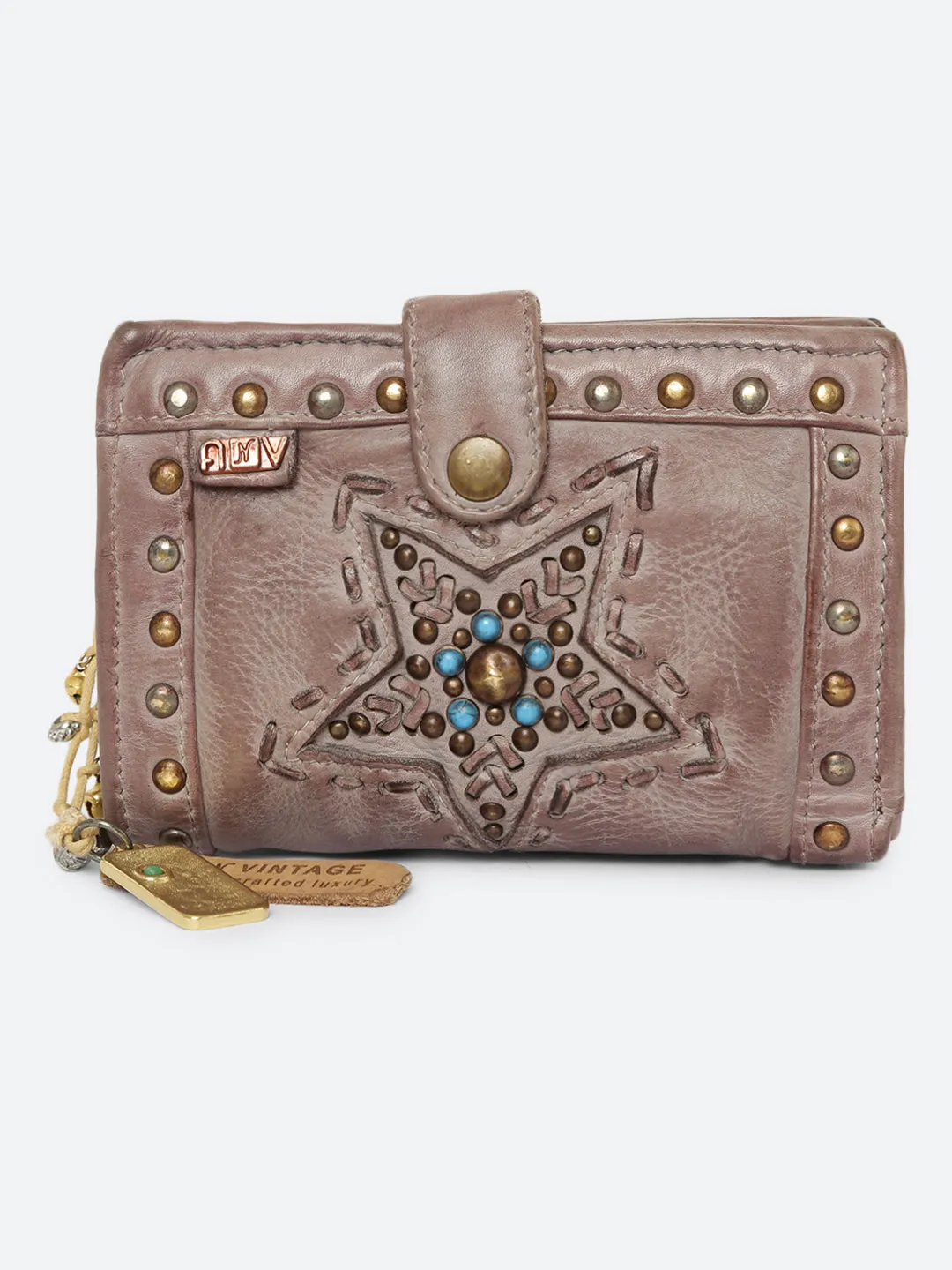 Lucida: Leather Star Studded Small Wallet