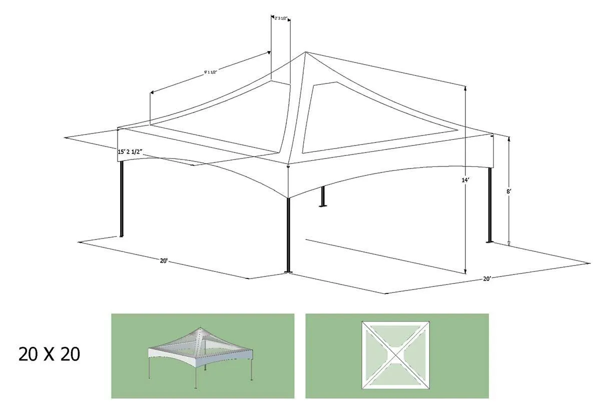 Marquee Tent, 20' x 20' Clear Top