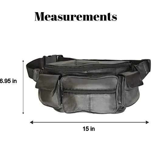 Marshal Extra Large Mens Womens Leather Fanny Pack Waist Pouch Travel Bag